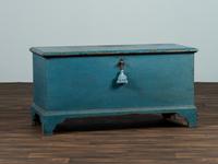 A Country Blue Painted Poplar Blanket Chest