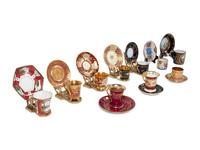 A Collection of Vienna, Sèvres Style and Other Porcelain Coffee Cups with Saucers