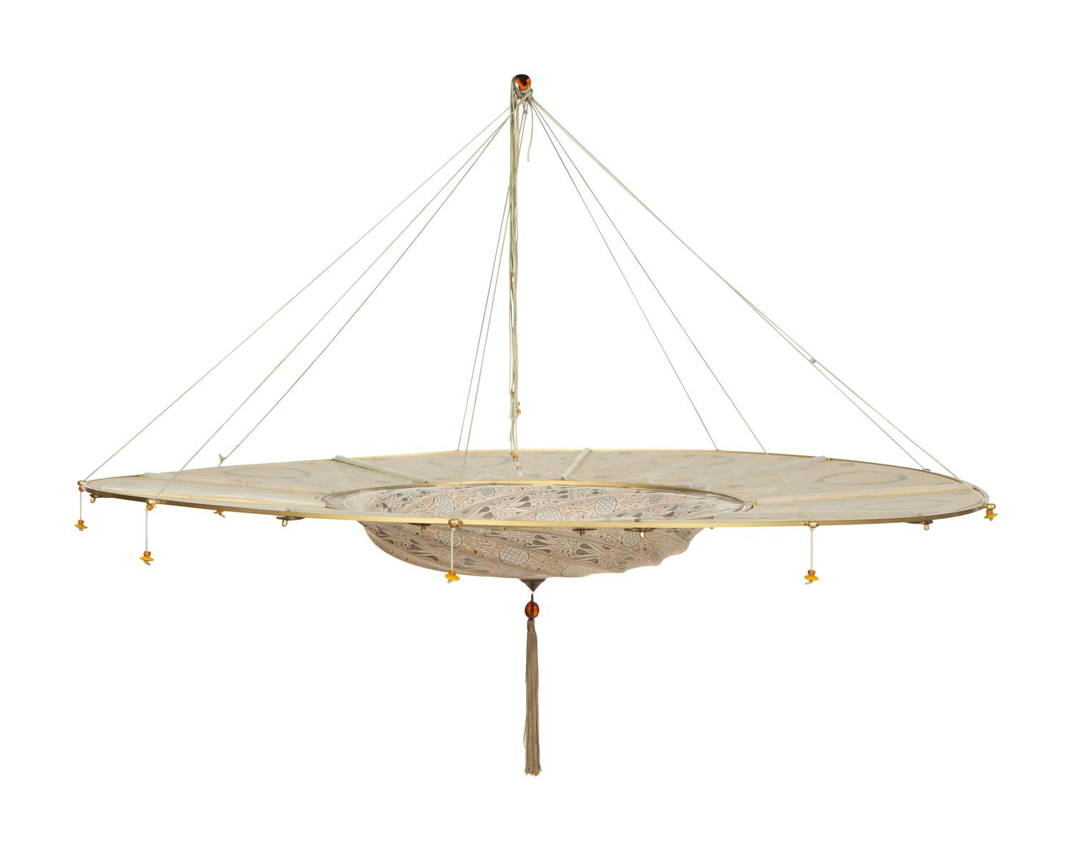 A Scudo Saraceno Silver Classic Glass Pendant by Mariano Fortuny for Venetia Studium