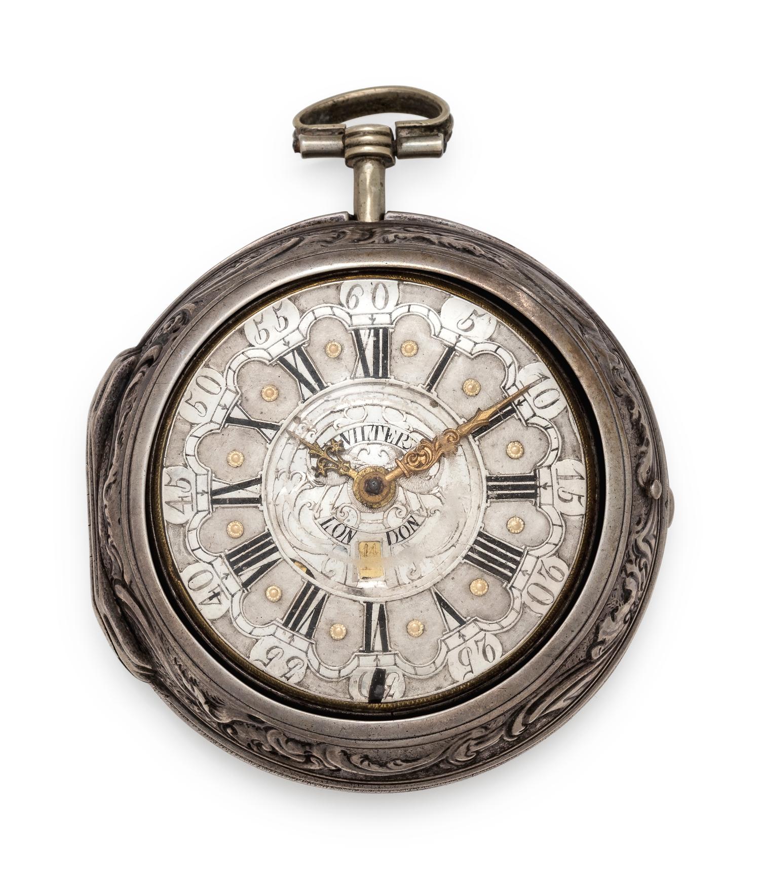 Wilter, London, Silver Pair Cased Open Face Verge Calendar Pocket Watch
