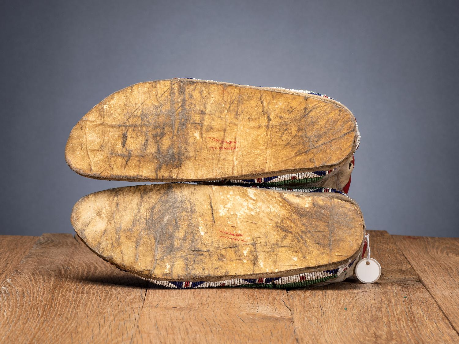Central Plains Beaded Hide Moccasins, with Crosses