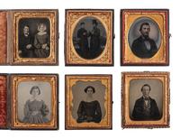 [EARLY PHOTOGRAPHY]. 38 sixth plate ambrotype and tintype portraits of men, women, and children.