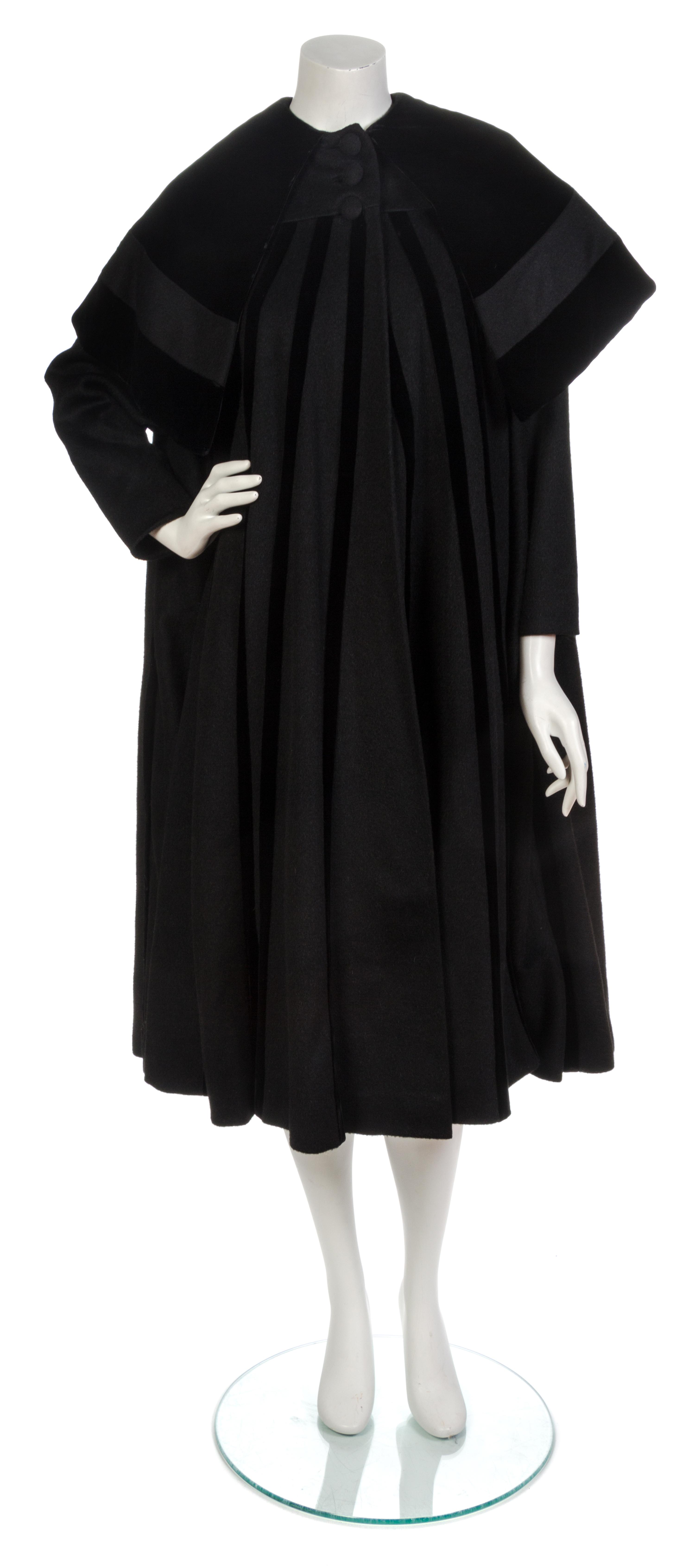 A Lilli Ann Black Wool Swing Coat,