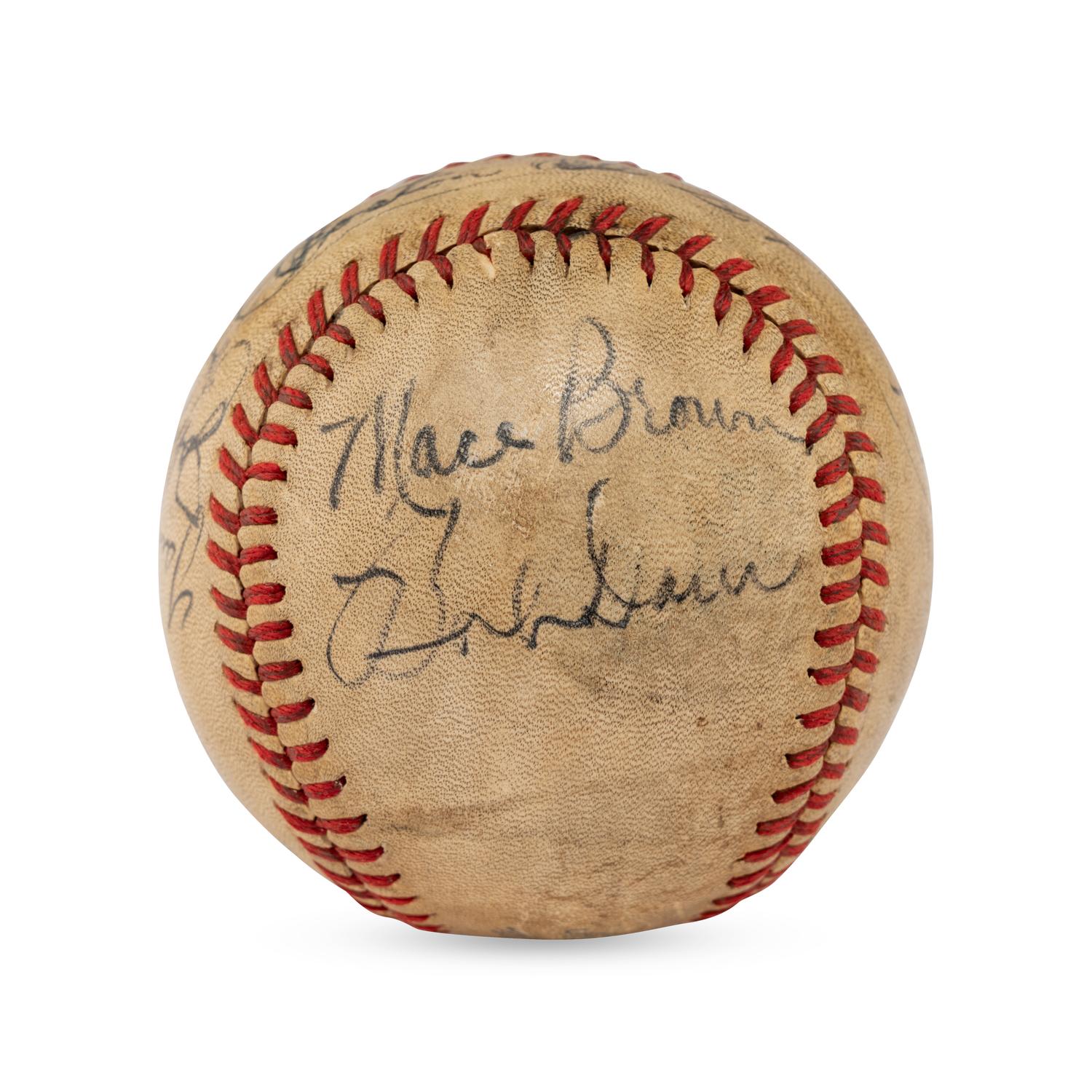 A 1943 Boston Red Sox Partial Team Signed Autograph Baseball (Beckett Authentication Services)