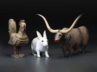 Three Folk Art Carved and Painted Animals