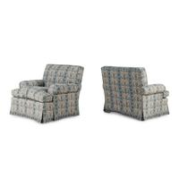 A Pair of Printed Cotton Upholstered Armchairs