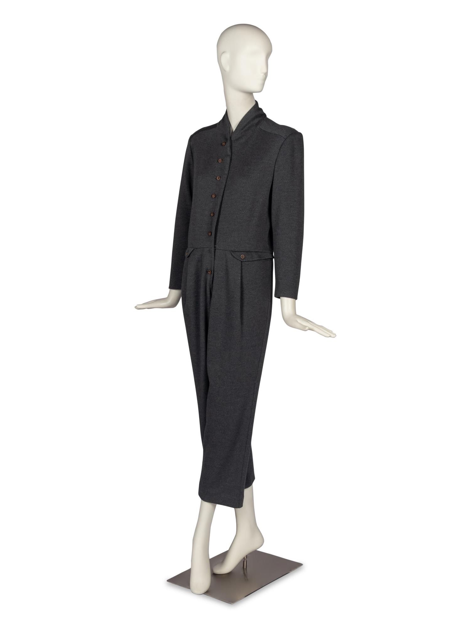 Geoffrey Beene Grey Wool Jumpsuit