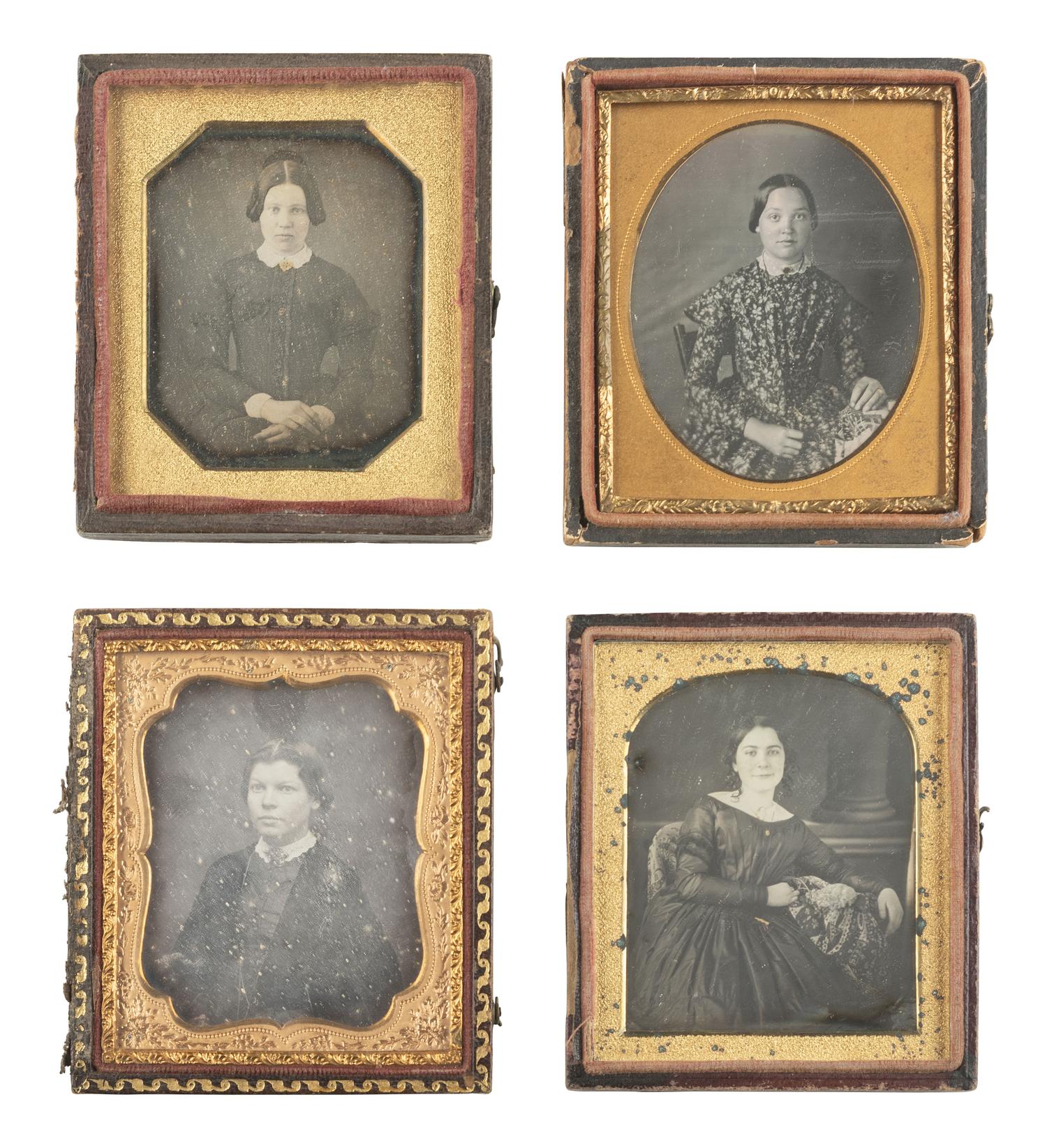 [EARLY PHOTOGRAPHY]. 22 sixth plate daguerreotypes of lovely young women.