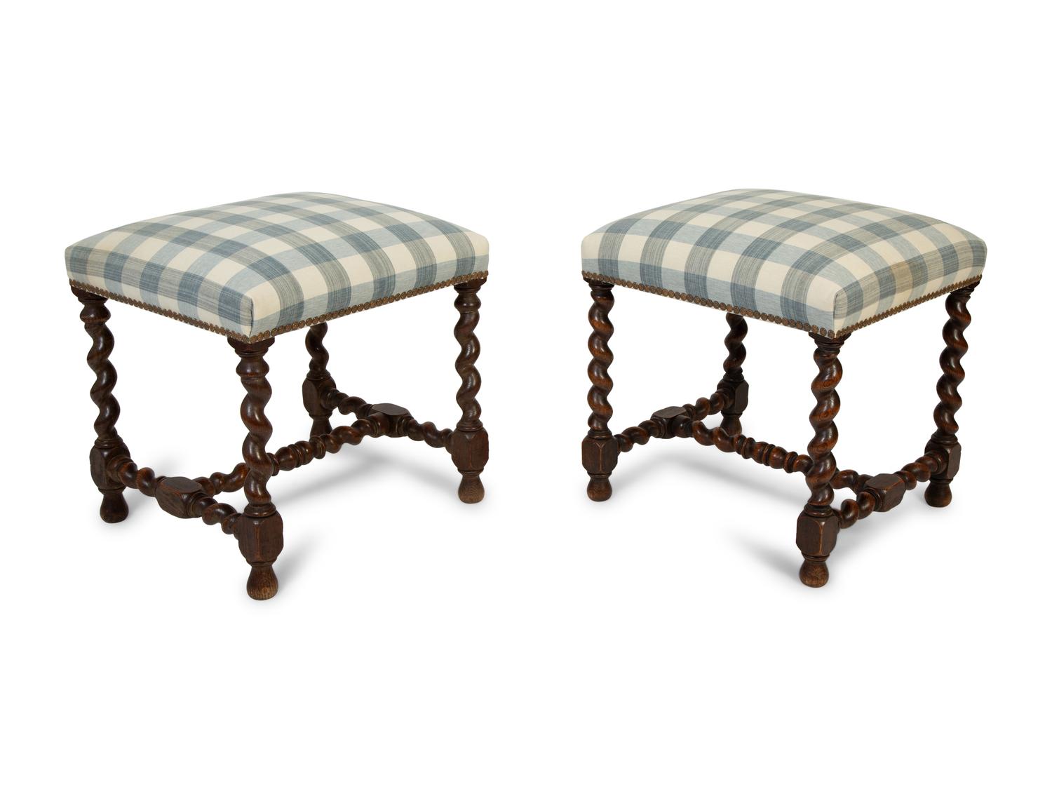 A Pair of Jacobean Style Stools — 19TH CENTURY
