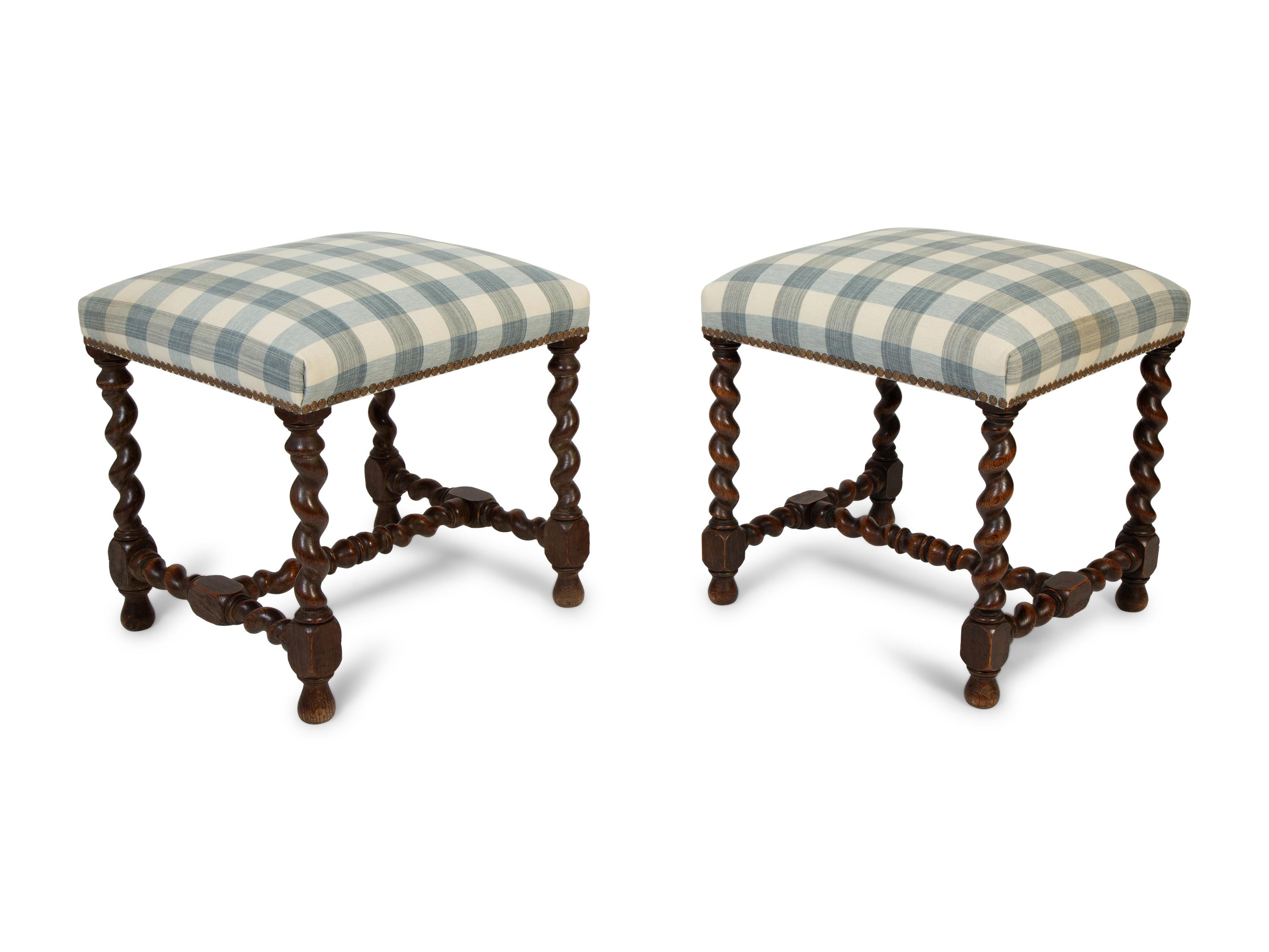 A Pair of Jacobean Style Stools — 19TH CENTURY