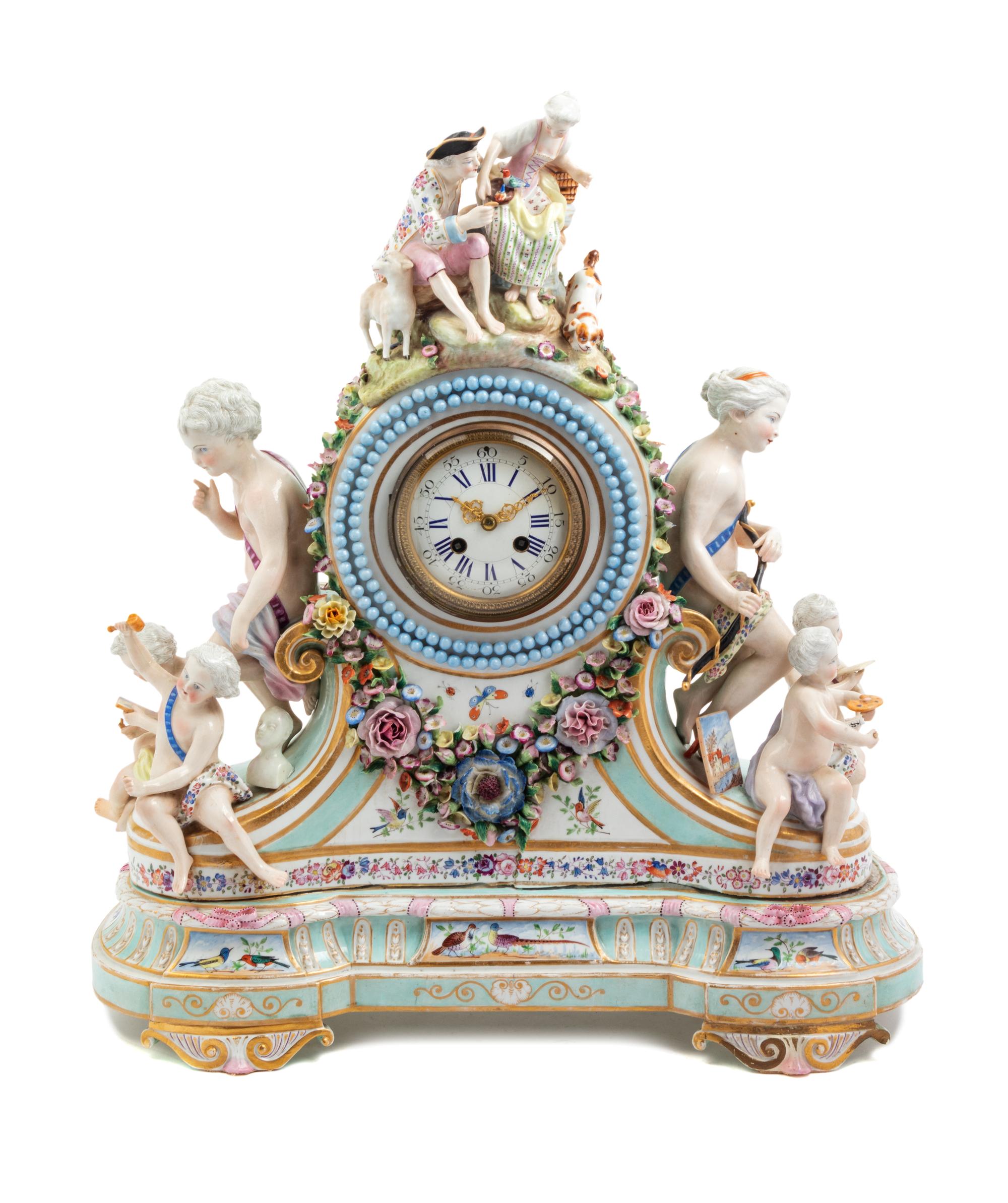 A German Porcelain Mantel Clock