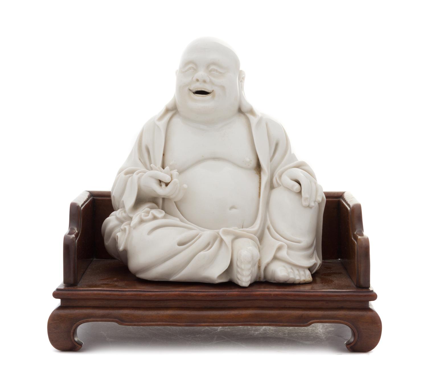 A Blanc-de-Chine Porcelain Figure of Mile Buddha LIKELY 19TH CENTURY OR EARLIER Height 17 inches. — LIKELY 19TH CENTURY OR EARLIER
