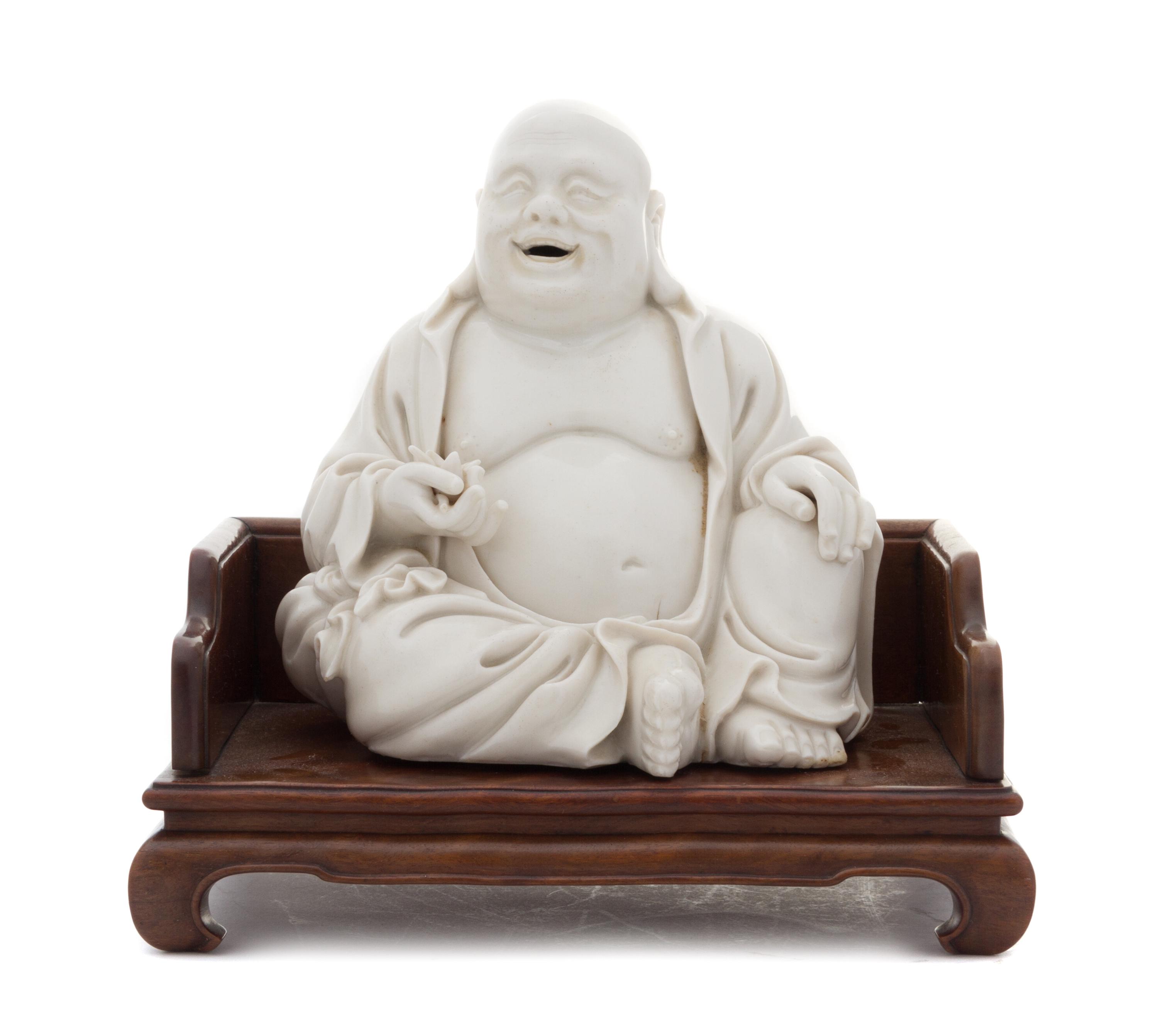 A Blanc-de-Chine Porcelain Figure of Mile Buddha LIKELY 19TH CENTURY OR EARLIER Height 17 inches. — LIKELY 19TH CENTURY OR EARLIER