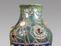 Amphora Grès-Bijou Vase with Moths and Spiderwebs