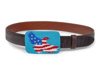 Leather Belt with Beaded American Eagle Buckle