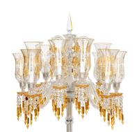 A Pair of Baccarat Zénith Clear and Amber Cut Glass Twelve-Light Torchères