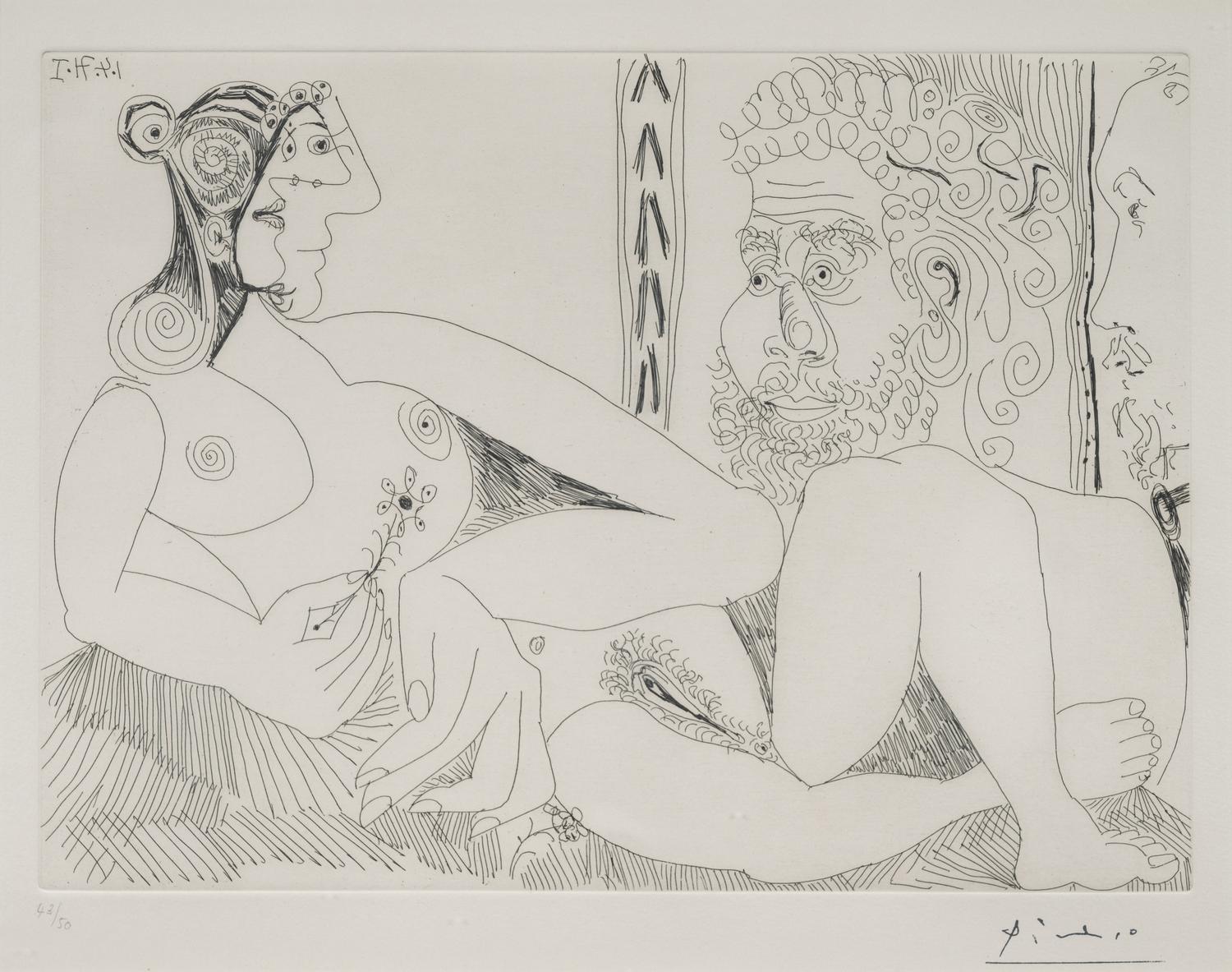 Femme aux Fleurs et portrait de Barbu, avec Degas de Profil (from Séries 156 )