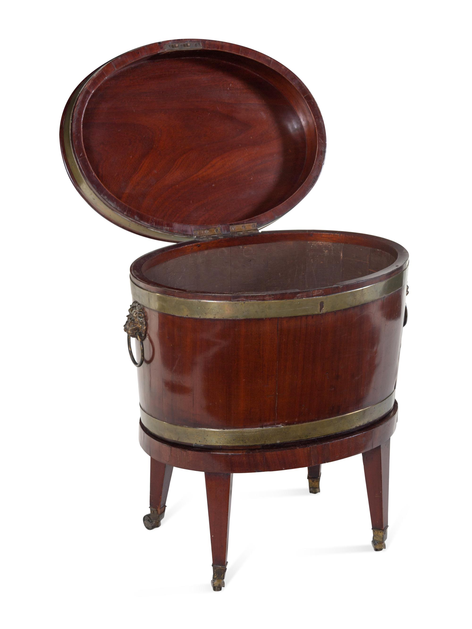 A George III Brass Banded Mahogany Cellarette