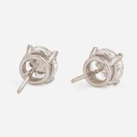A Pair of 14K White Gold and Diamond Studs 1.18 Carat & 1.19 Carat Round Brilliant-Cut Diamonds, GIA Certified