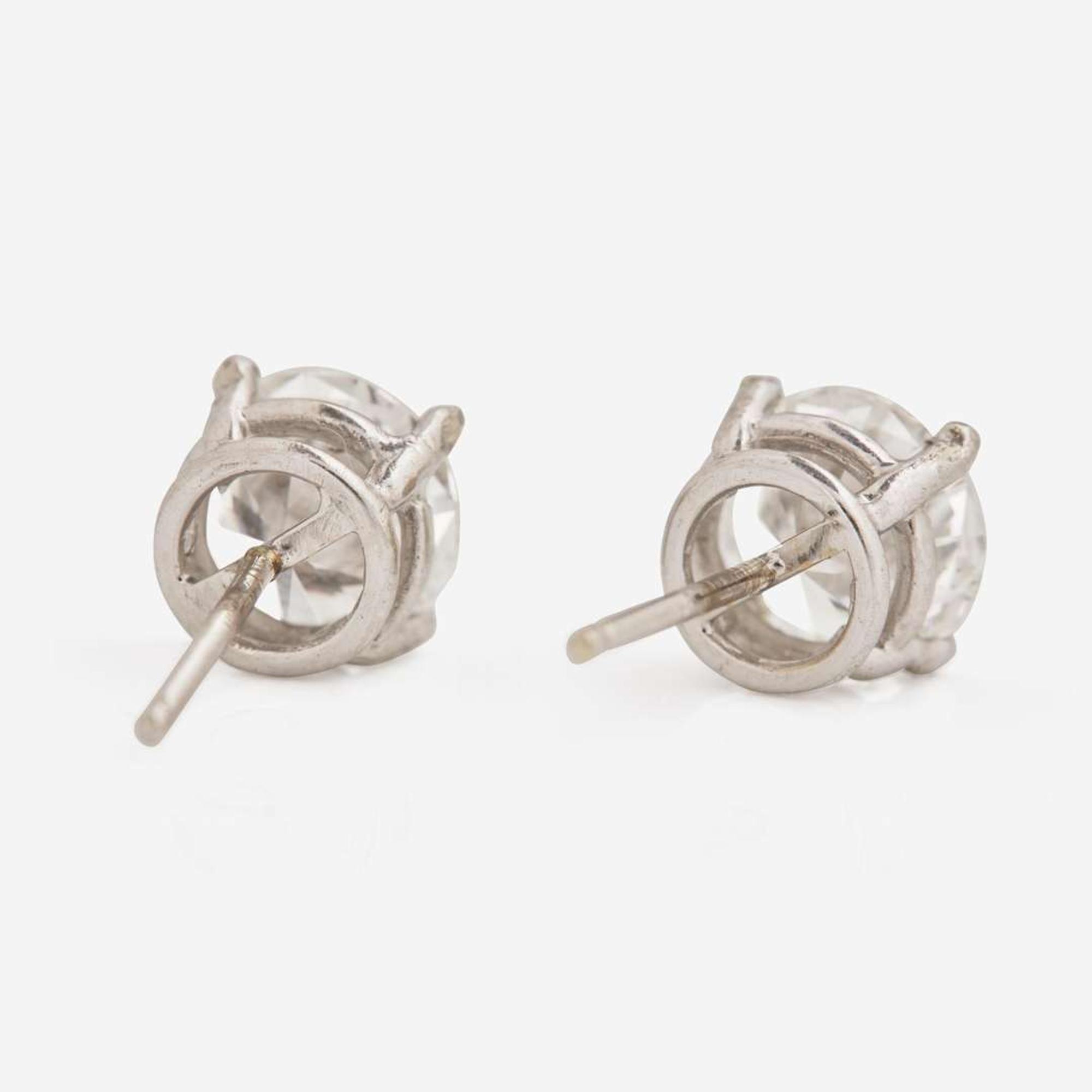 A Pair of 14K White Gold and Diamond Studs 1.18 Carat & 1.19 Carat Round Brilliant-Cut Diamonds, GIA Certified