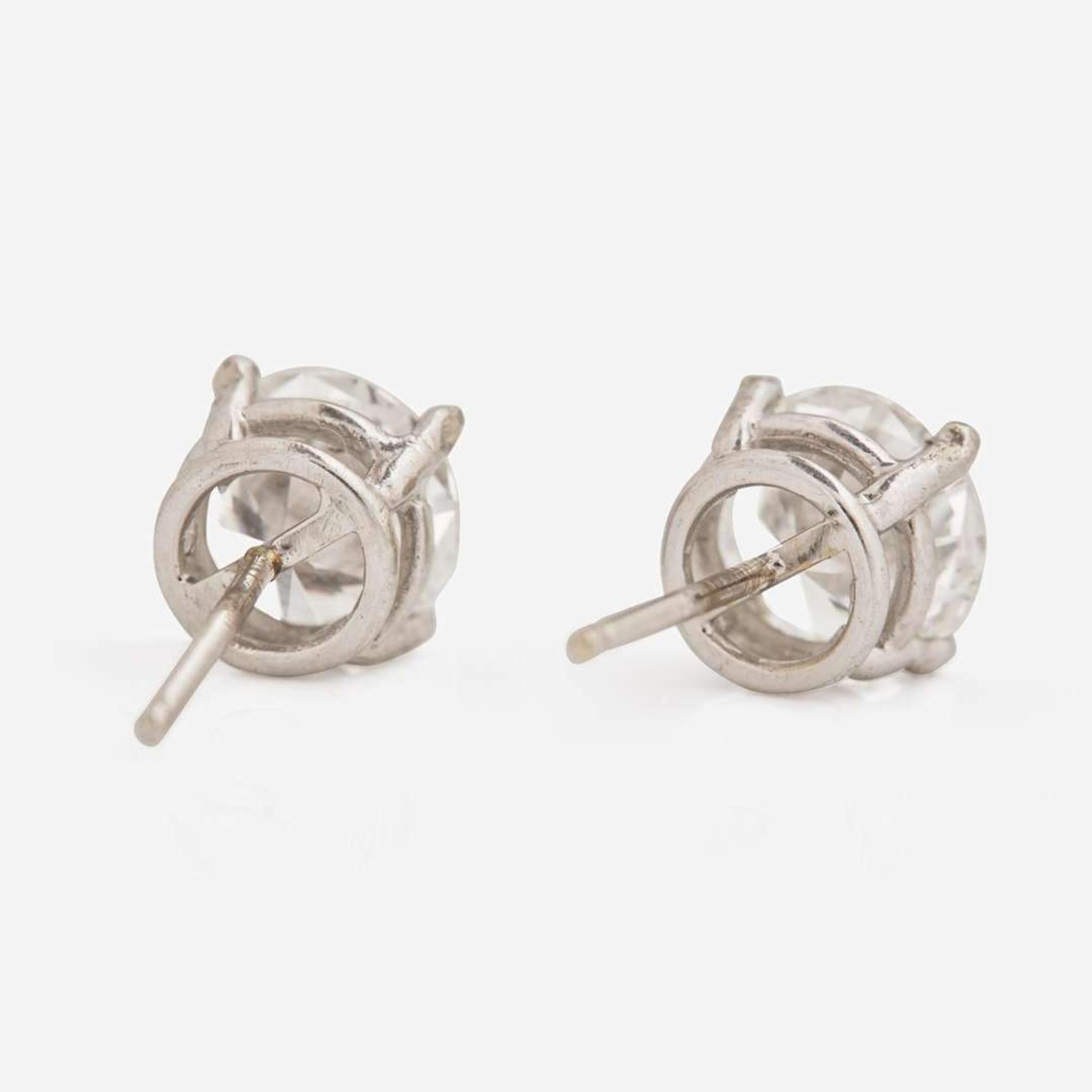 A Pair of 14K White Gold and Diamond Studs 1.18 Carat & 1.19 Carat Round Brilliant-Cut Diamonds, GIA Certified