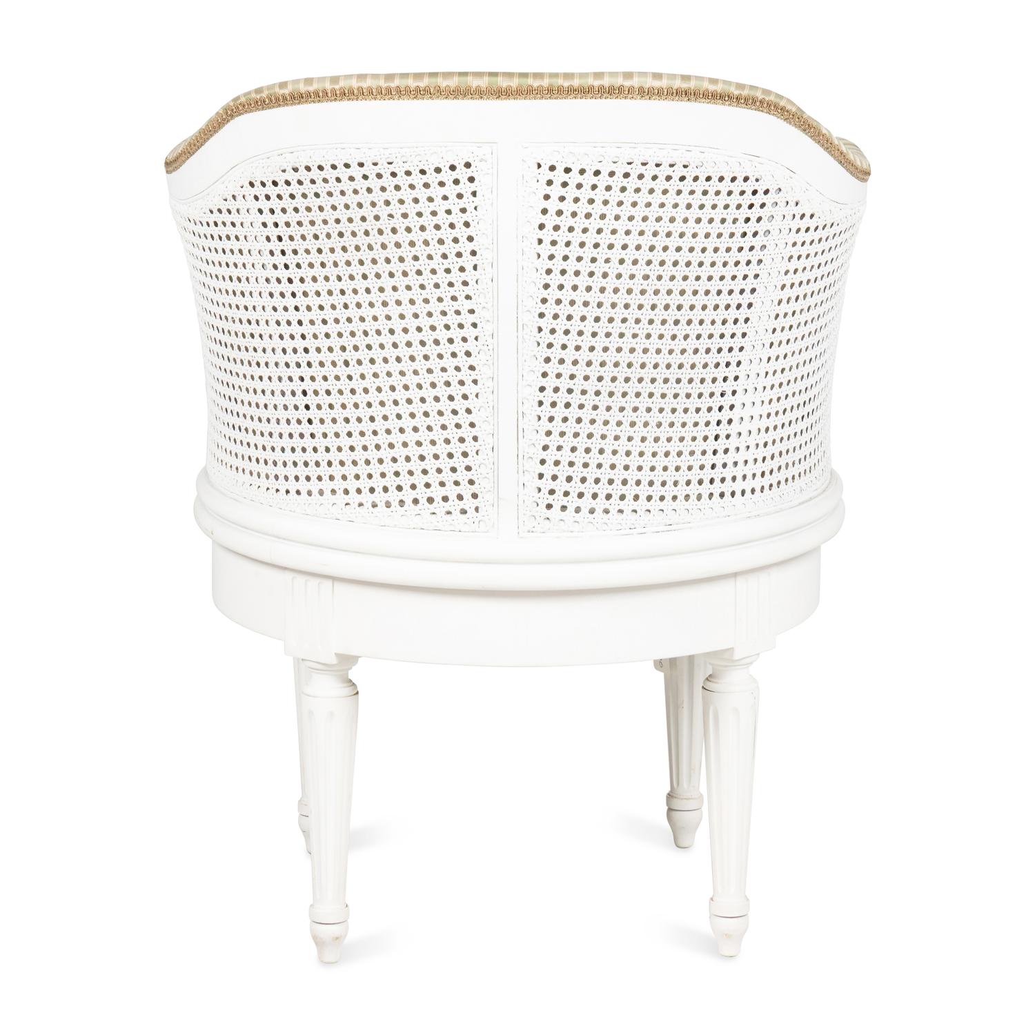 A Louis XVI Style White-Painted Swiveling Bureau Chair