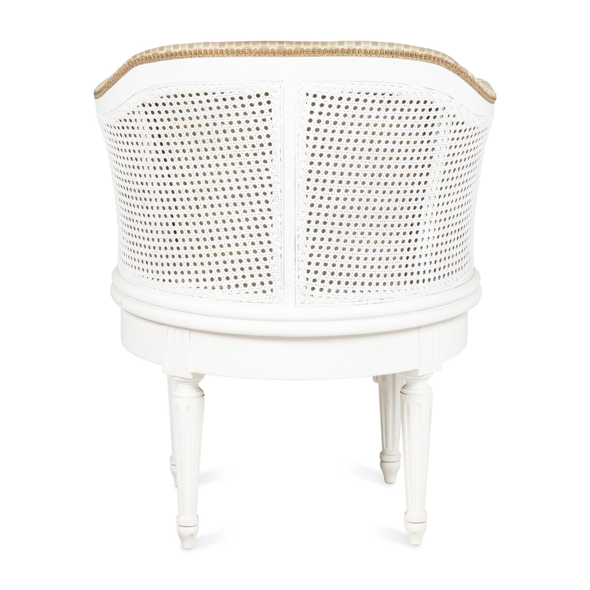 A Louis XVI Style White-Painted Swiveling Bureau Chair