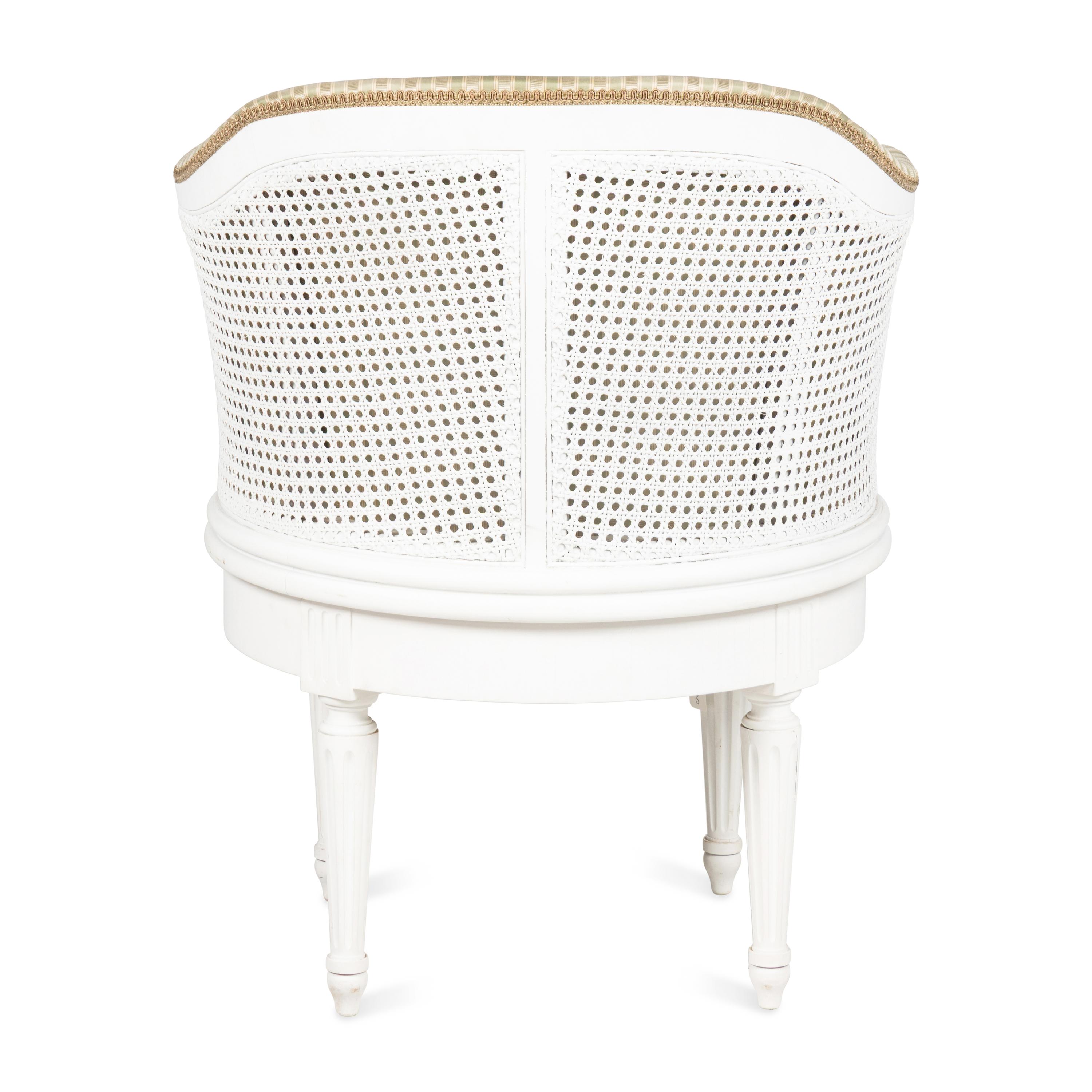 A Louis XVI Style White-Painted Swiveling Bureau Chair