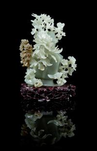 A Carved Jade Vase and Cover 20TH CENTURY Height of jade 7 5/8 inches. — 20TH CENTURY