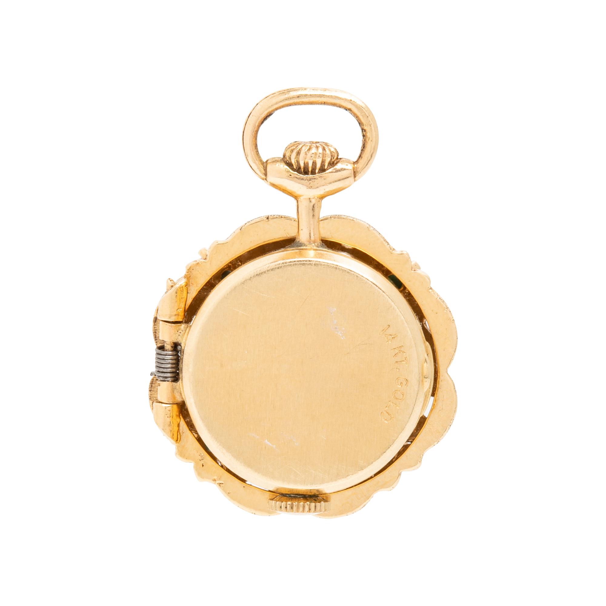 Yellow Gold and Multigem Pocket Watch and Flower Earrings