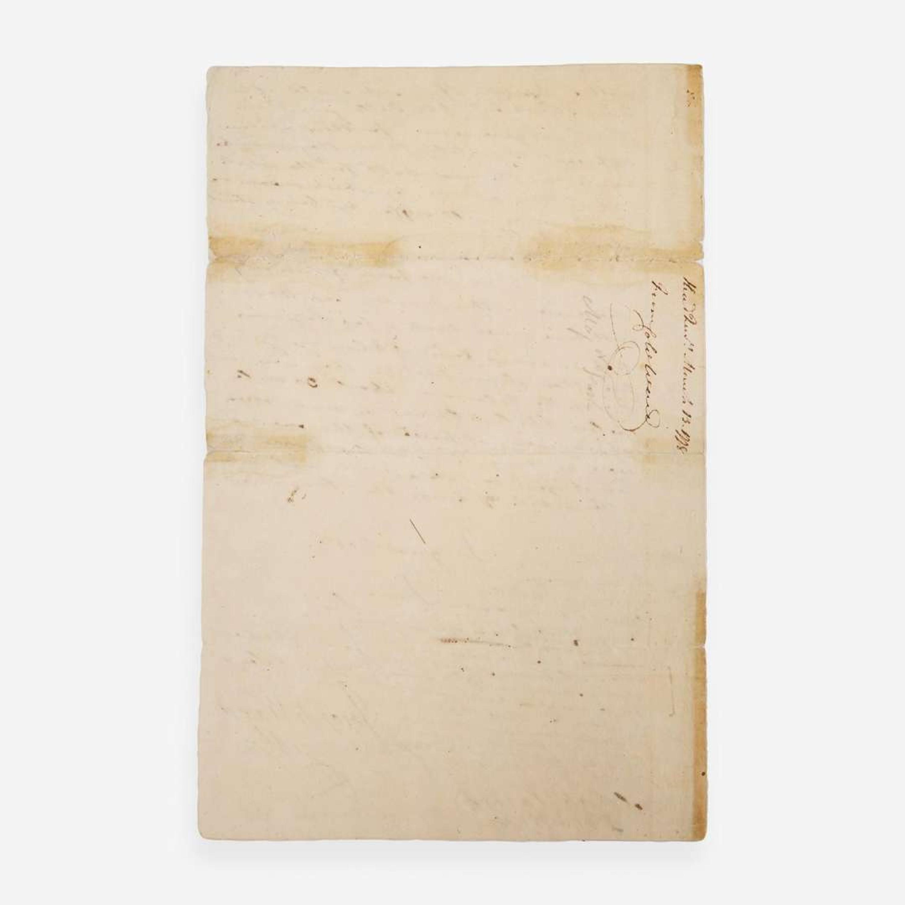 [Valley Forge] Ward, Joseph Autograph Letter, signed
