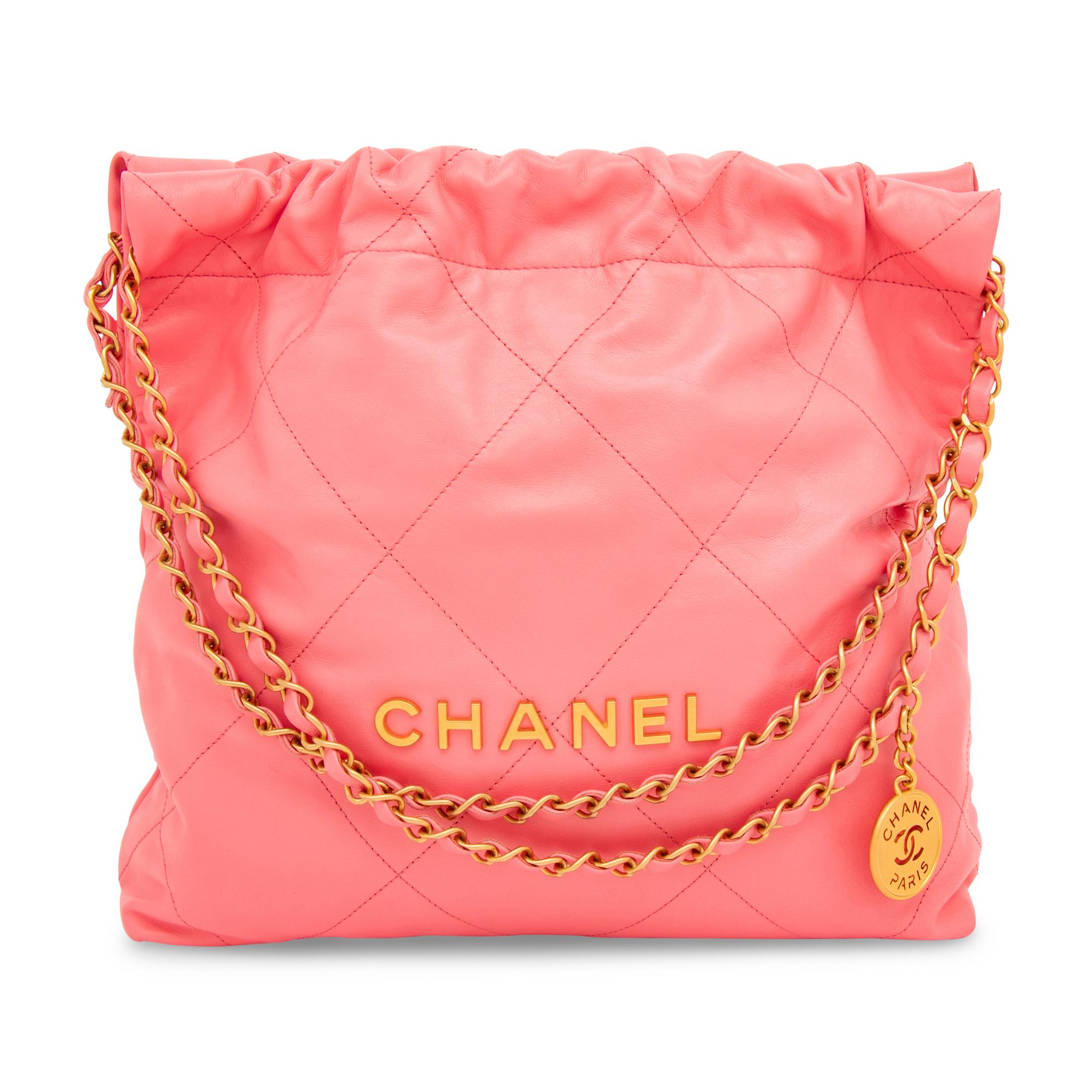 CHANEL, PINK LEATHER 22 TOTE