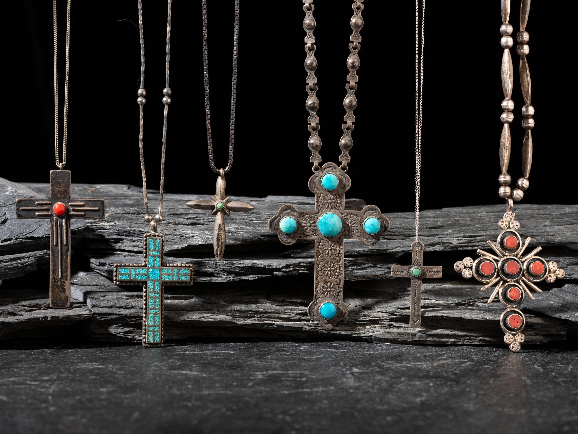 Navajo and Southwestern-style Silver Cross Pendants