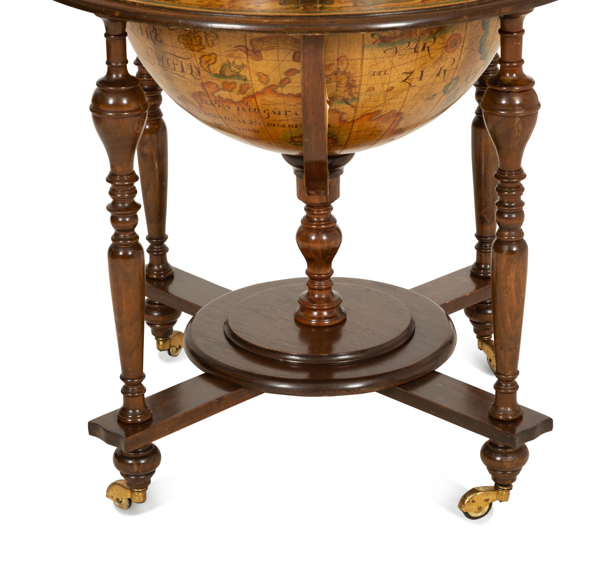 An Italian Library Globe-Form Bar Cabinet