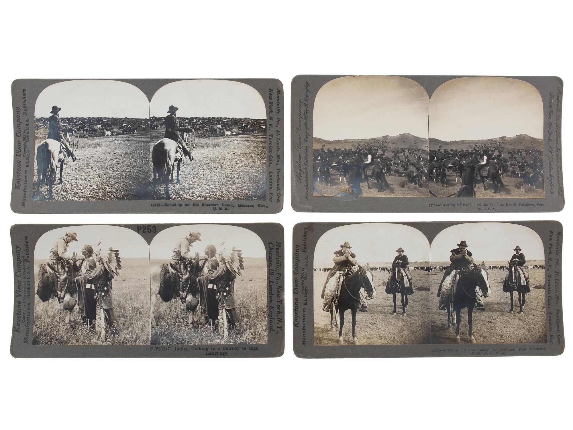 [WESTERN AMERICANA]. A group of 5 photographs of western subjects, incl. tintype and stereoviews of cowboys.