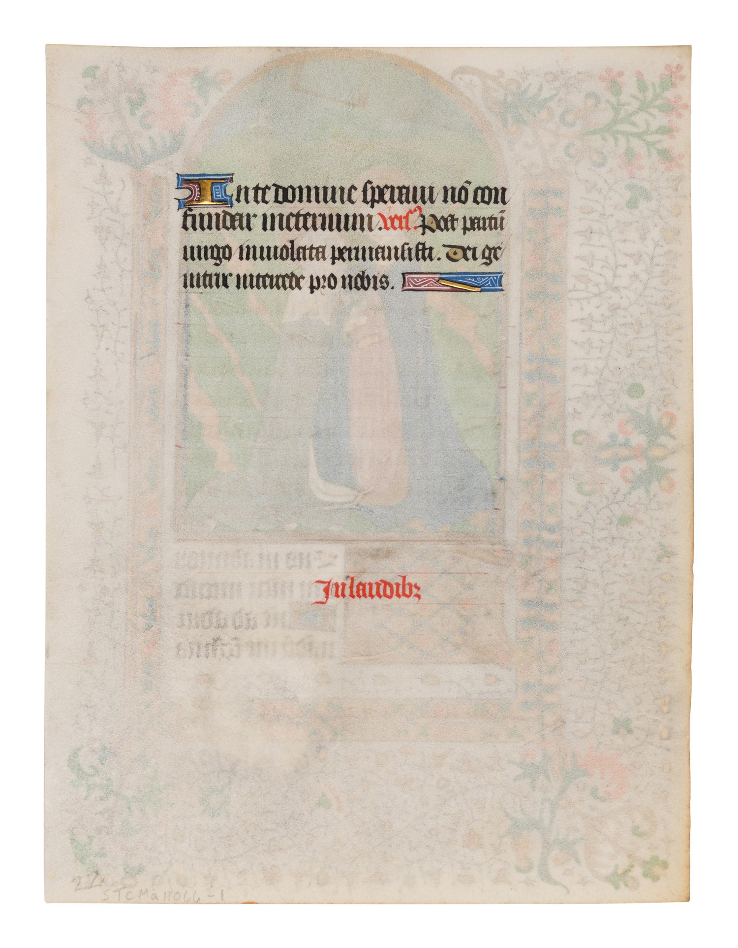 MASTER OF SIR JOHN FASTOLF (active Paris, Rouen, and London, c. 1420-1460) A leaf from a Book of Hours, use of Rouen, including a large miniature of the Visitation, in Latin, illuminated manuscript on parchment [France, Rouen, c. 1440-1450]
