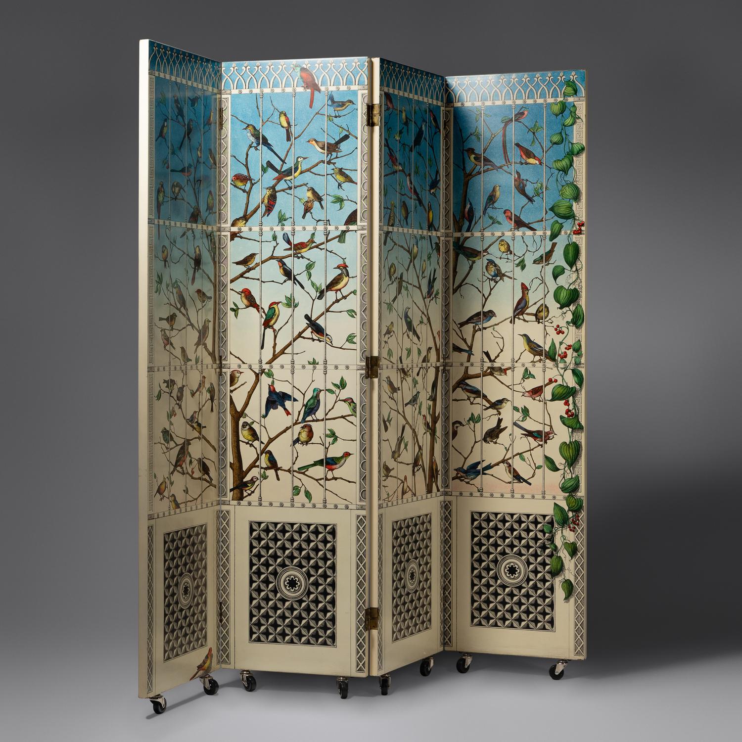 Uccelli Folding Screen, designed c. 1953 Italy