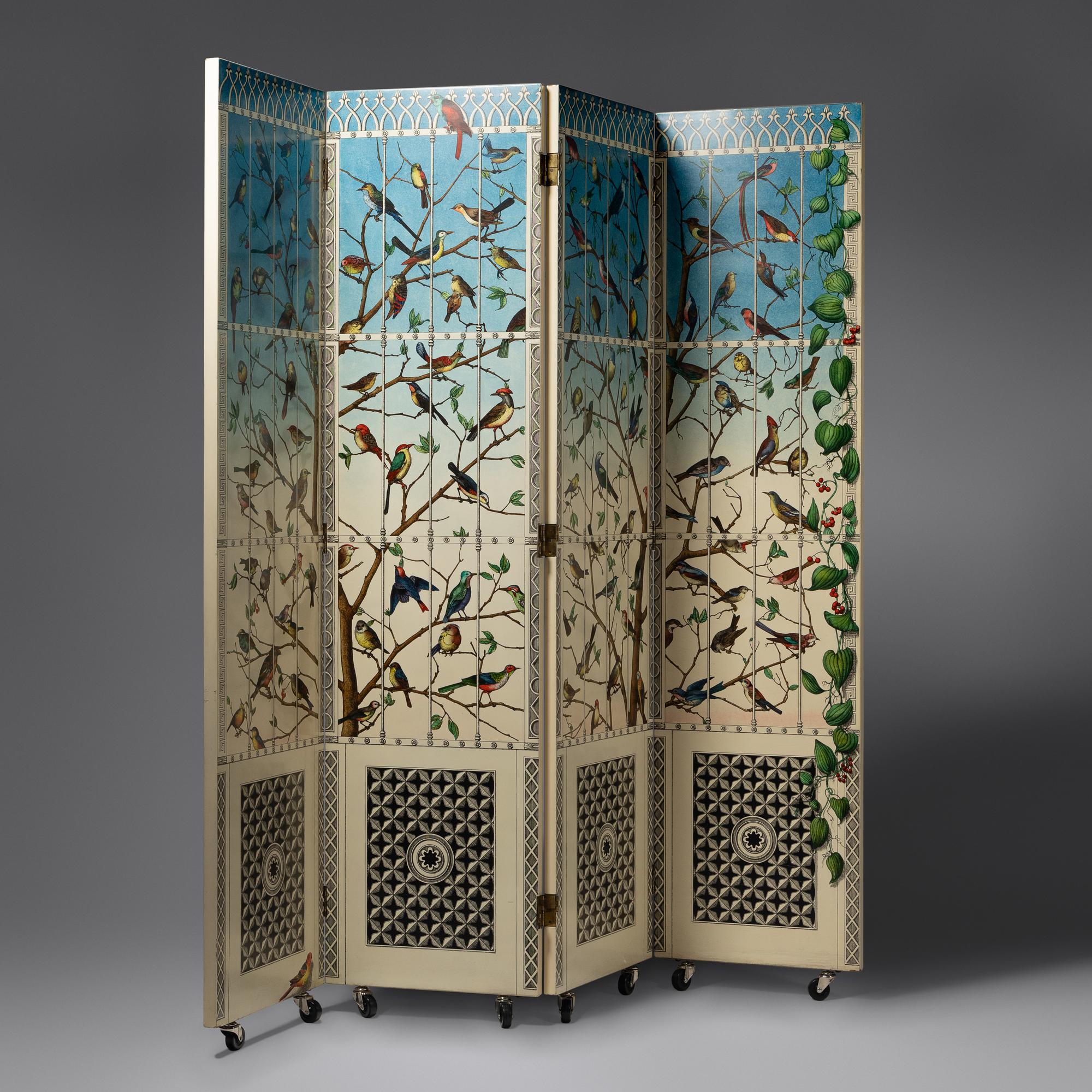 Uccelli Folding Screen, designed c. 1953 Italy