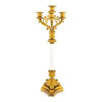An Empire Gilt Bronze and Enamel Candelabrum