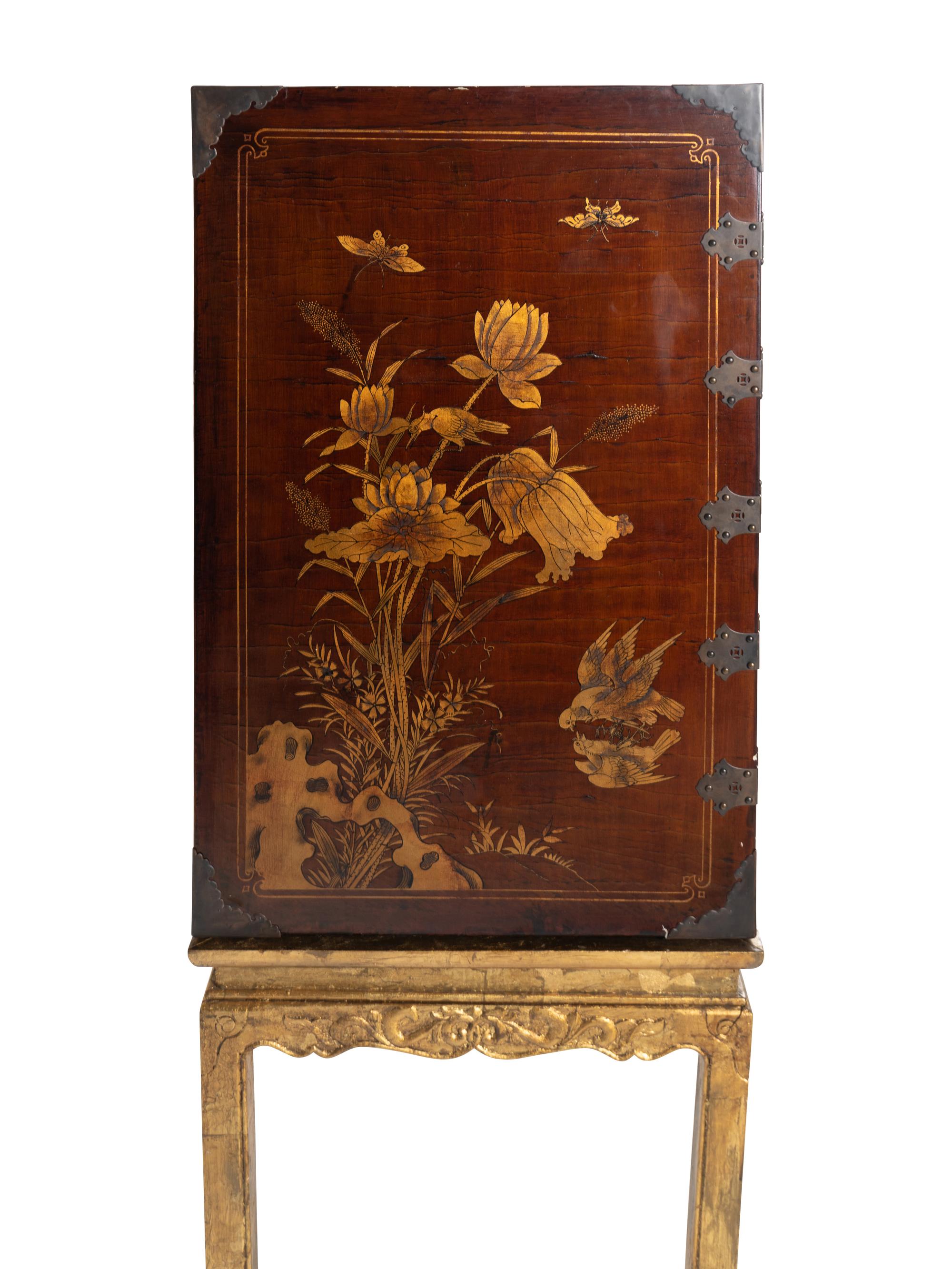A Chinese Lacquer Cabinet-on-Stand