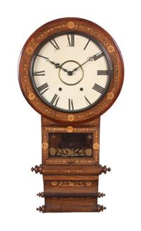 An American Marquetry Wall Clock Height 33 1/4 inches. — JEROME