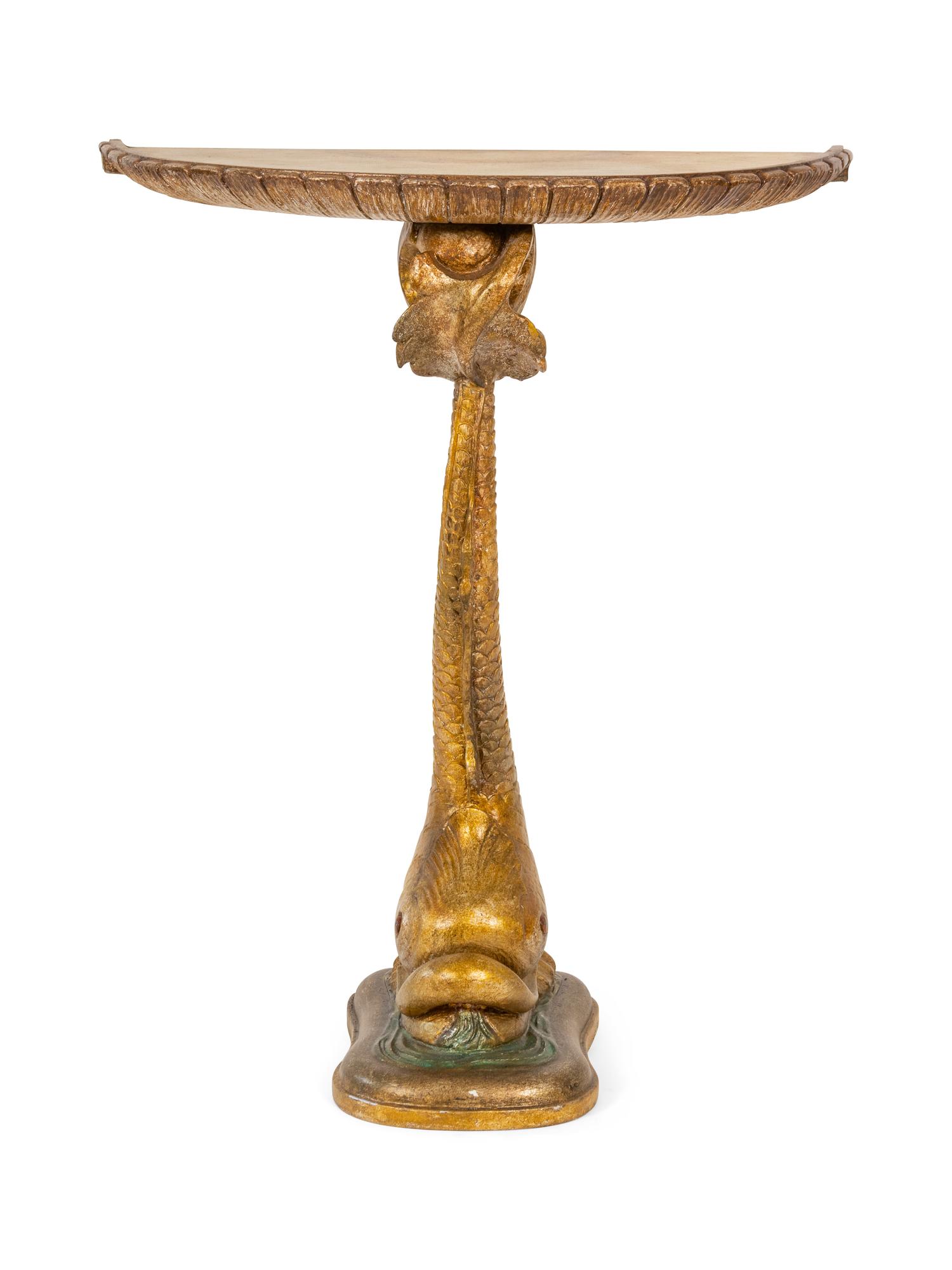 An Italian Silver Painted and Carved Demilune Console Table — FIRST QUARTER 20TH CENTURY