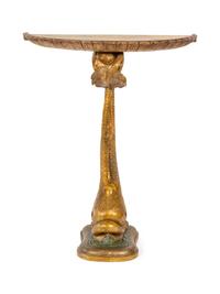 An Italian Silver Painted and Carved Demilune Console Table — FIRST QUARTER 20TH CENTURY
