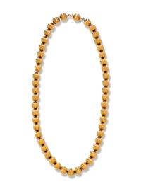 A 14 Karat Yellow Gold Bead Necklace,