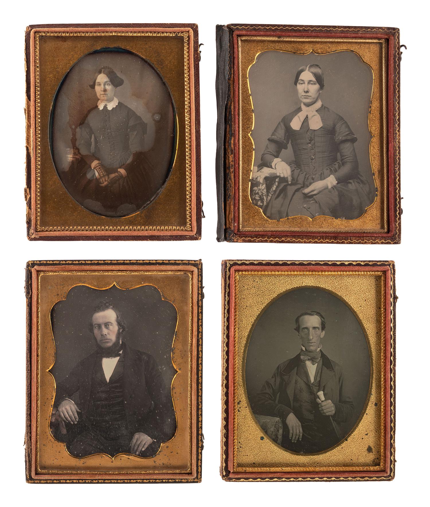 [EARLY PHOTOGRAPHY]. A group of 18 quarter and third plate daguerreotype portraits of men and women, including: