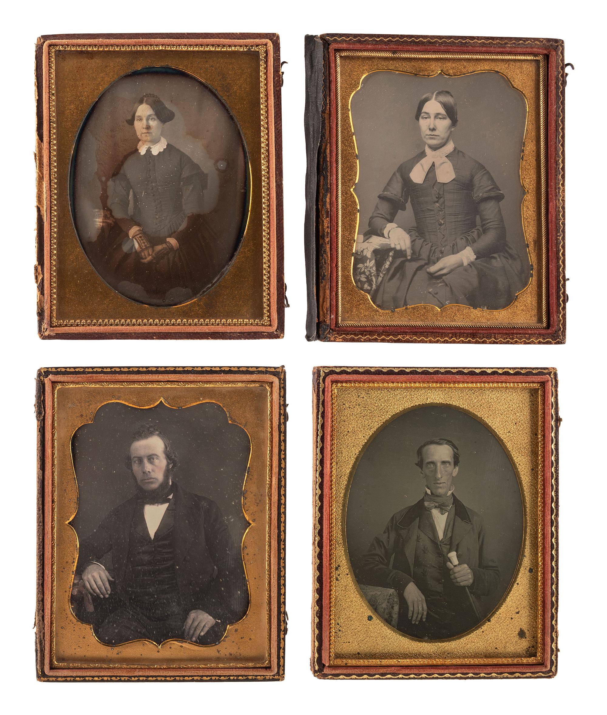 [EARLY PHOTOGRAPHY]. A group of 18 quarter and third plate daguerreotype portraits of men and women, including: