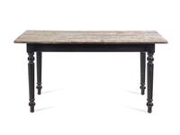 A French Provincial Painted and Parcel Ebonized Dining Table