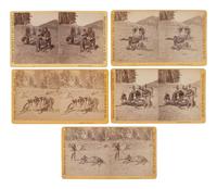 MORROW, Stanley J. (1843-1921), photographer. A group of 19 stereoviews from General Crook's Expedition and the Black Hills series, incl. reenactment of the 1876 "Starvation March."