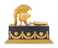 A French Neoclassical Gilt and Patinated Bronze Armor Trophy