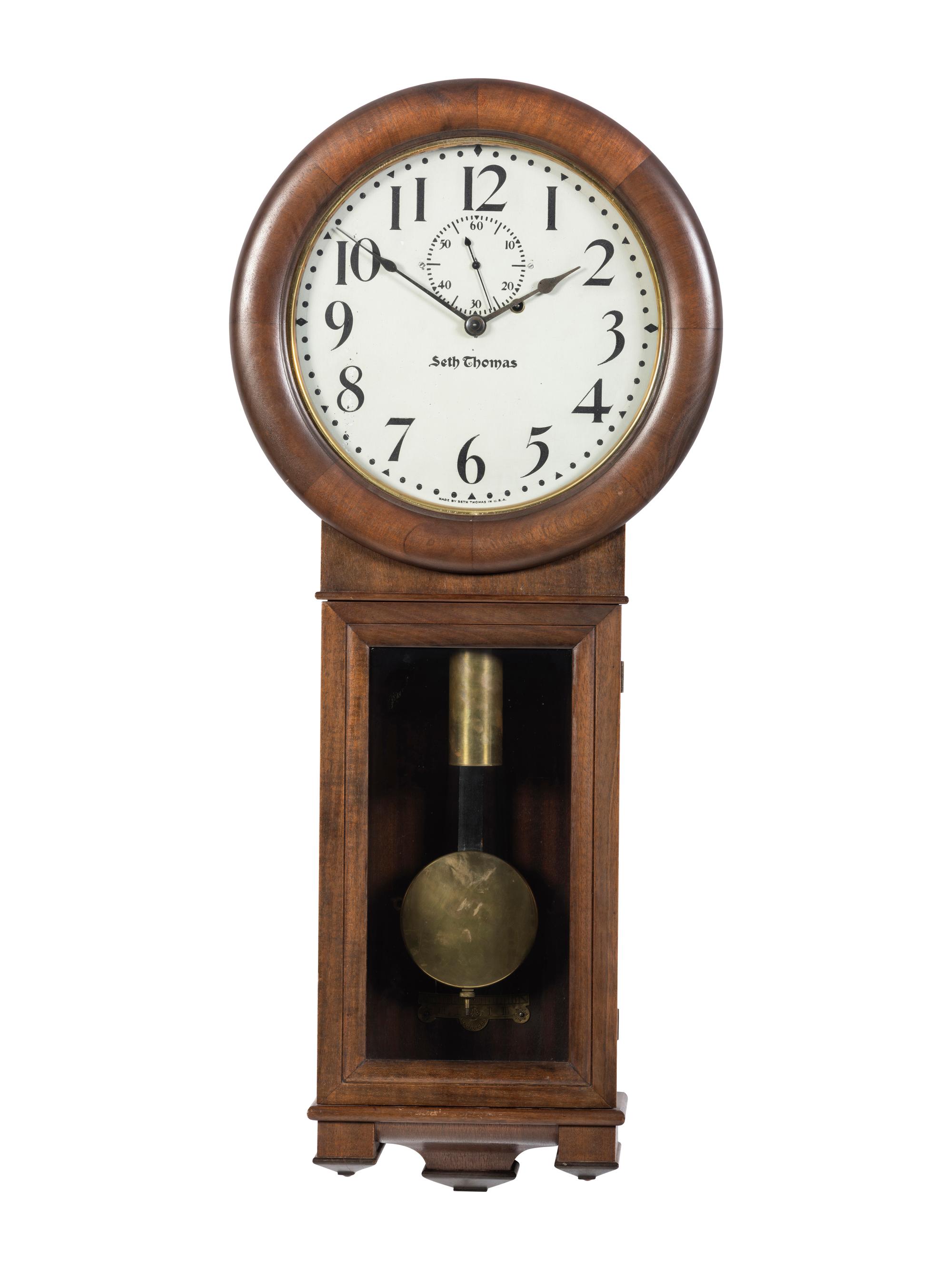 A Seth Thomas Walnut Veneered Wall Clock